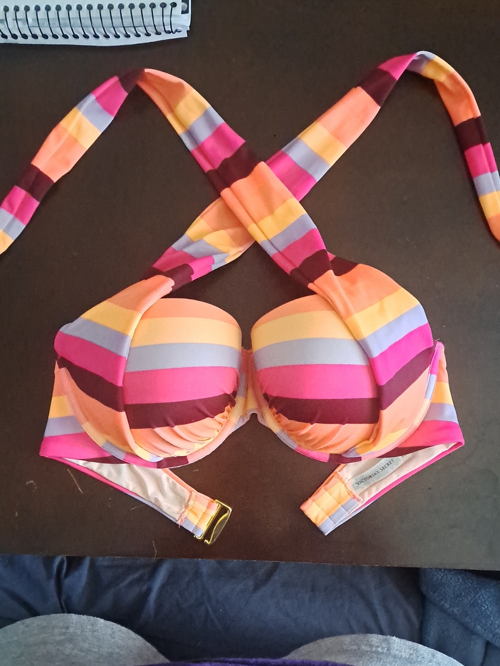 Victoria's Secret Multicolor Striped Halter Bikini Top